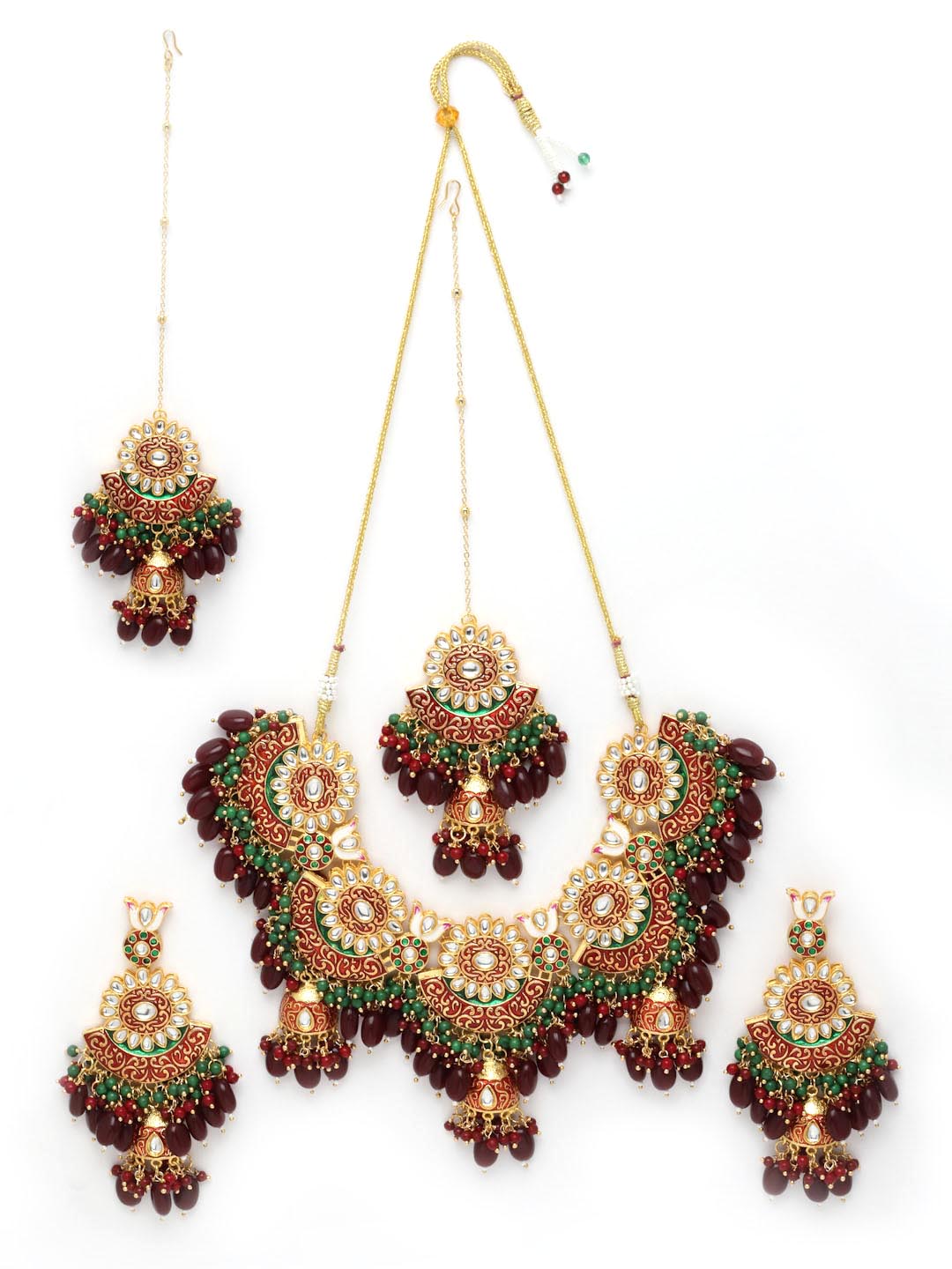 Kundan & Pearl Meenakari Choker Jewellery Set