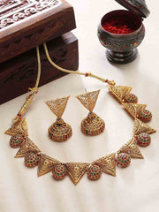 Gold-Plated & Golden-Coloured Artificial Beads-Studded Jewellery