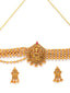 Gold-Plated Gold Stone-Studded & Beaded Jewellery Set