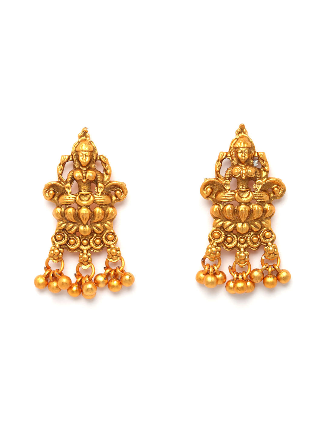 Gold-Plated Gold Stone-Studded & Beaded Jewellery Set