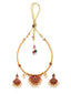 Gold-Plated & Toned Maroon Artificial Stones and Beads Jewellery Set