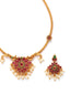 Gold-Plated & Toned Maroon Artificial Stones and Beads Jewellery Set