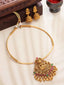 Gold-Plated Ruby Stone Temple Hasli Choker Jewellery Set