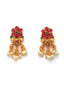 Gold-Plated Pink Stone-Studded Peacock Shaped Jewellery Set