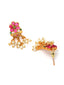 Gold-Plated Pink Stone-Studded Peacock Shaped Jewellery Set