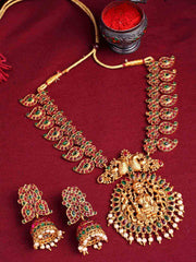 Gold-Plated Stone Studded Temple Jewellery Set