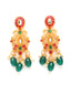 Pink & Green Gold-Plated Ruby Stone-Studded & Green Pearl BeadedJewellery Set