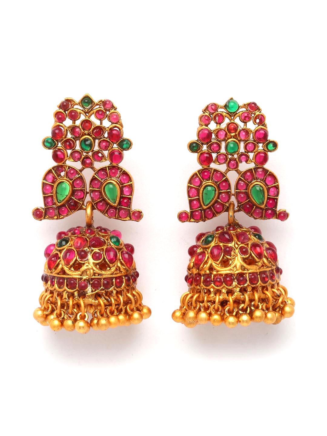 Gold-Plated & Stone-Studded Temple Jewellery Set