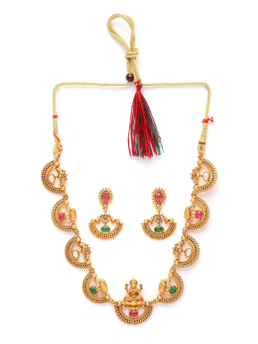 Gold-Plated & Stone-Studded Jewellery Set