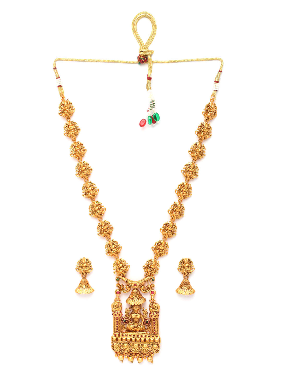 Red Gold Plated Temple Jewellery Set