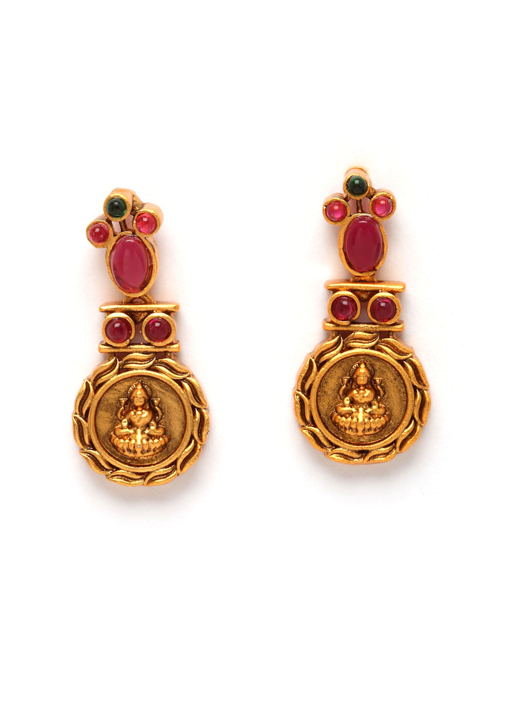 Gold-Plated & Red Ruby Stone Choker Temple Jewellery Set