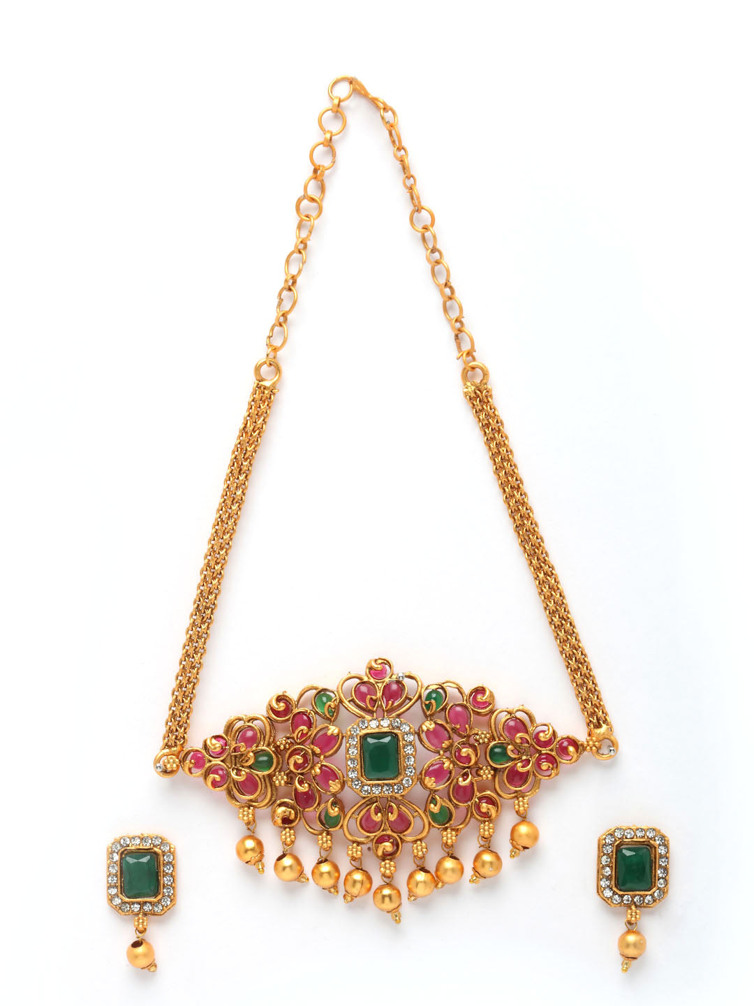 Gold-Plated AD Studded Choker Jewellery Set