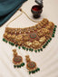 Gold-Plated Stones-Studded & Beaded Temple Jewellery Set