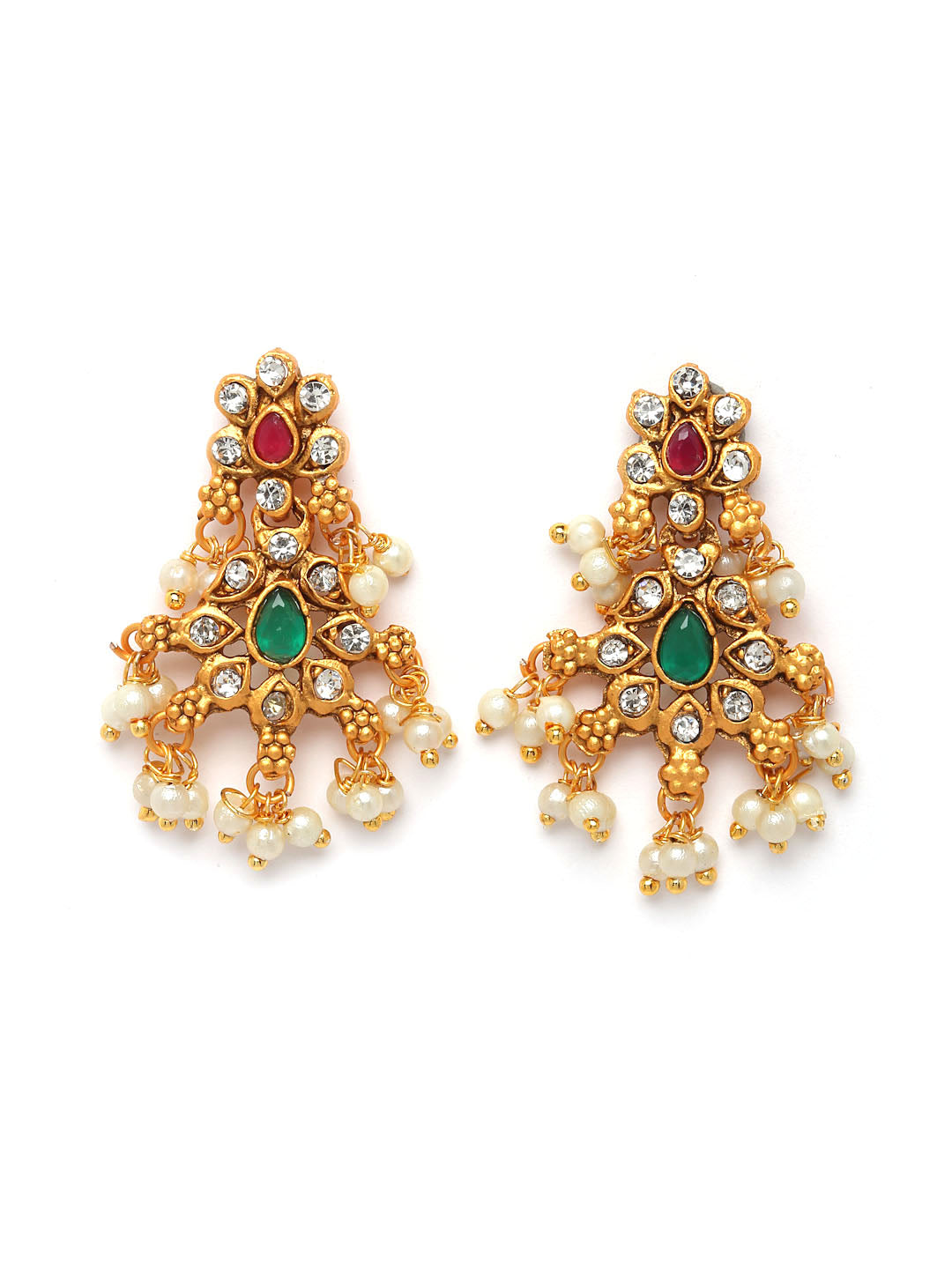 Set Of 2 Gold-Plated Stone-Studded Jewellery Set