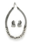 Silver-Plated Stone Studded Oxidized Hasli Jewellery Set