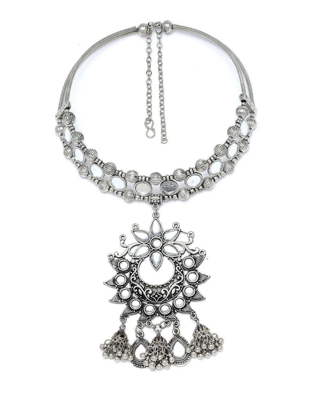 Silver-Toned German Silver Silver-Plated Oxidised Necklace