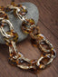 Gold-Toned & Brown Leopard Style Bold Necklace