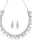 Rhodium-Plated Silver-Toned White AD-Studded Jewellery Set