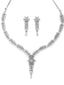 Rhodium Plated Silver-Toned White AD Studded Handcrafted Jewellery Set