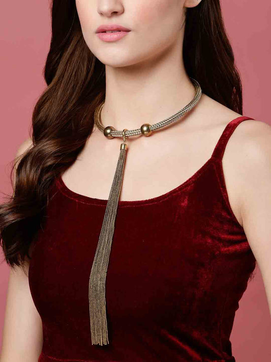 Gold-Toned Gold-Plated Choker Necklace