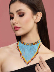 Turquoise Blue & Orange Bohemian Necklace