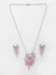 Women Silver-Plated White & Pink CZ Stone Studded Jewellery Set