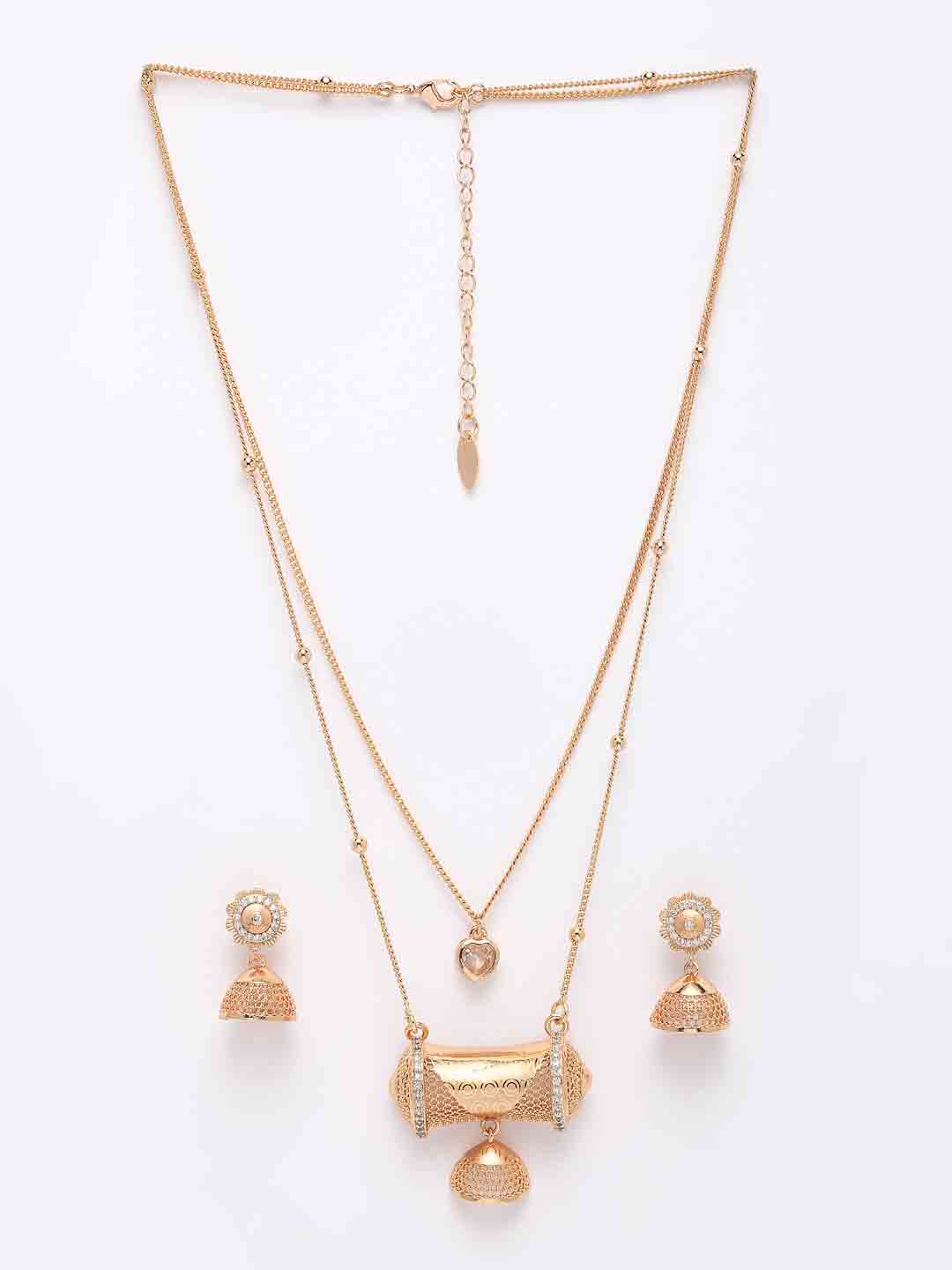 Gold-Plated CZ Studded Handcrafted Jewellery Set