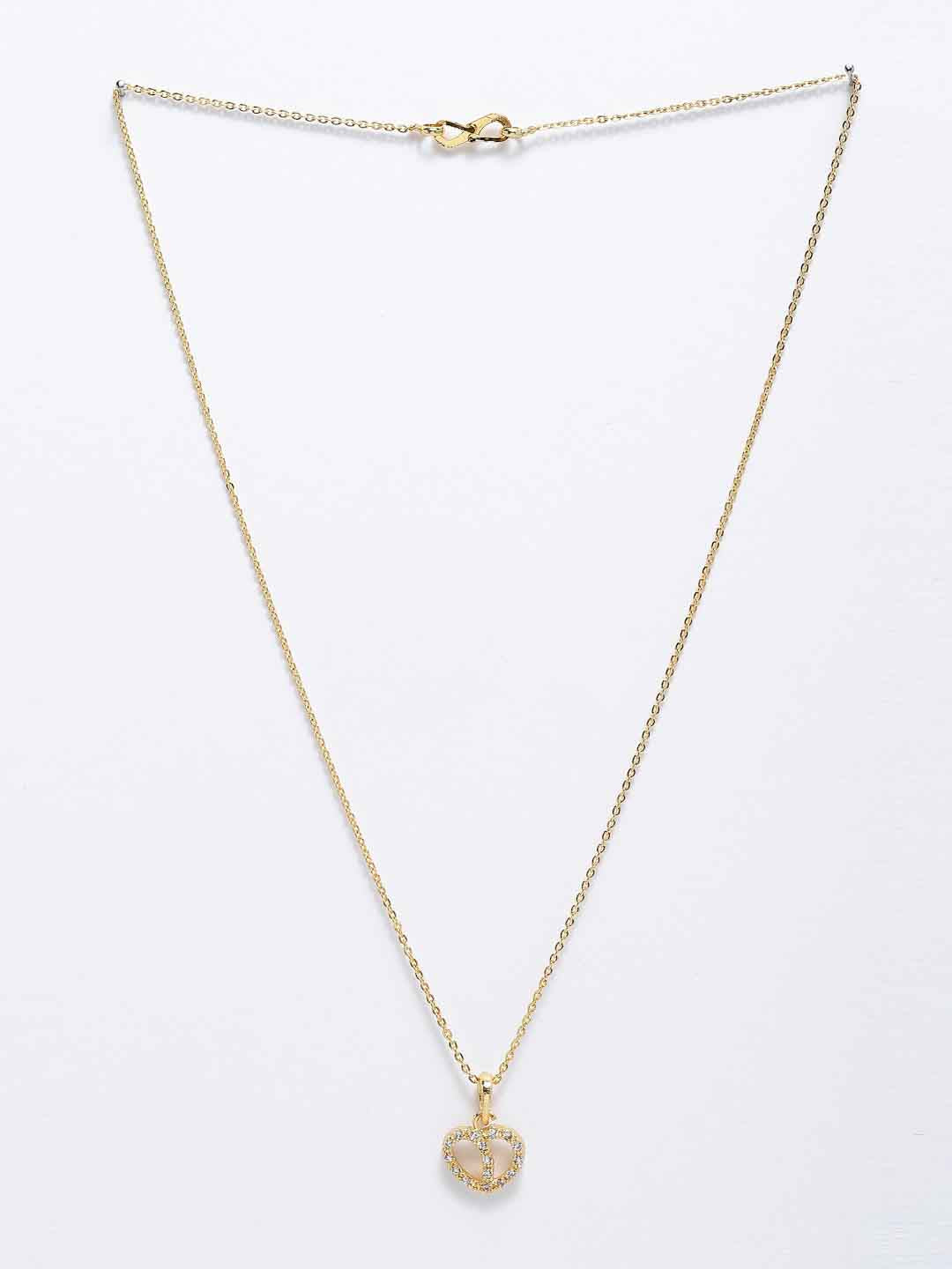 Set Of 3 Gold-Plated White AD-Studded Handcrafted Pendants With Chains