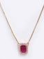 Gold-Plated Red CZ Stone Studded Pendant With Chain