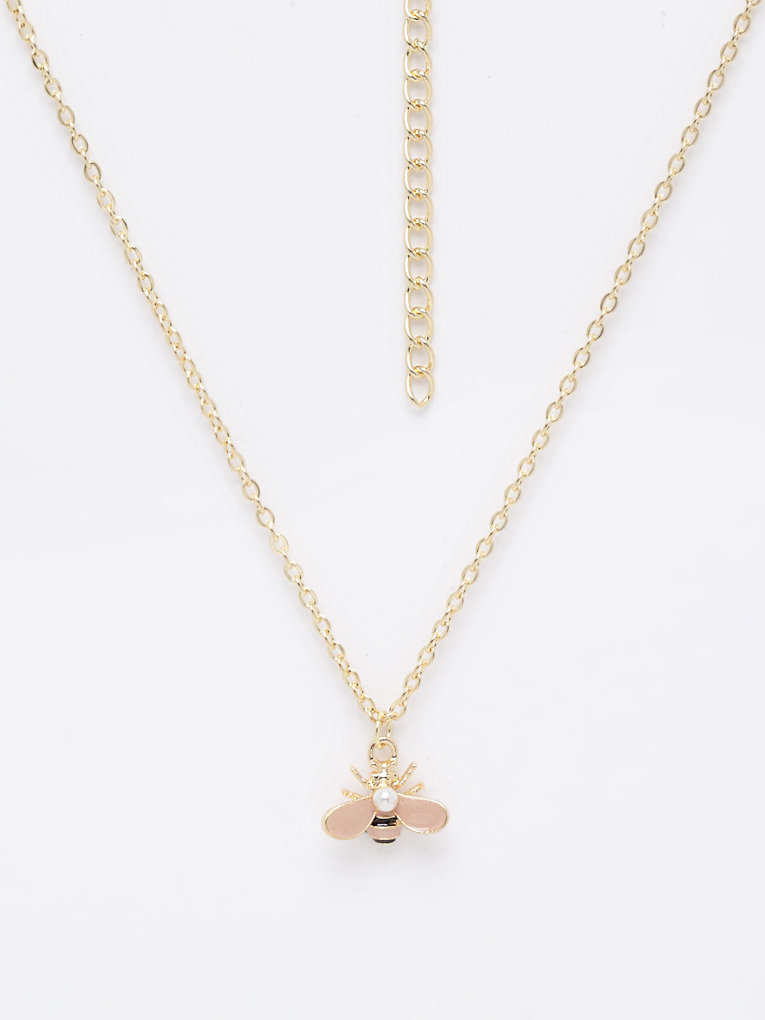 Gold-Plated White Pearl Beaded Handcrafted Pendant With Chain