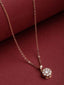 Rose Gold-Plated White CZ Studded Pendant & Chain