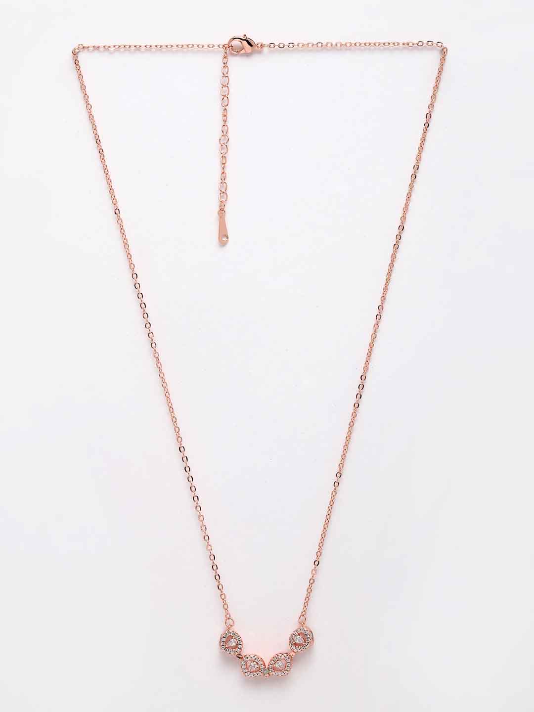 Rose Gold Plated Diamond-Look Foldable Pendant with Chain