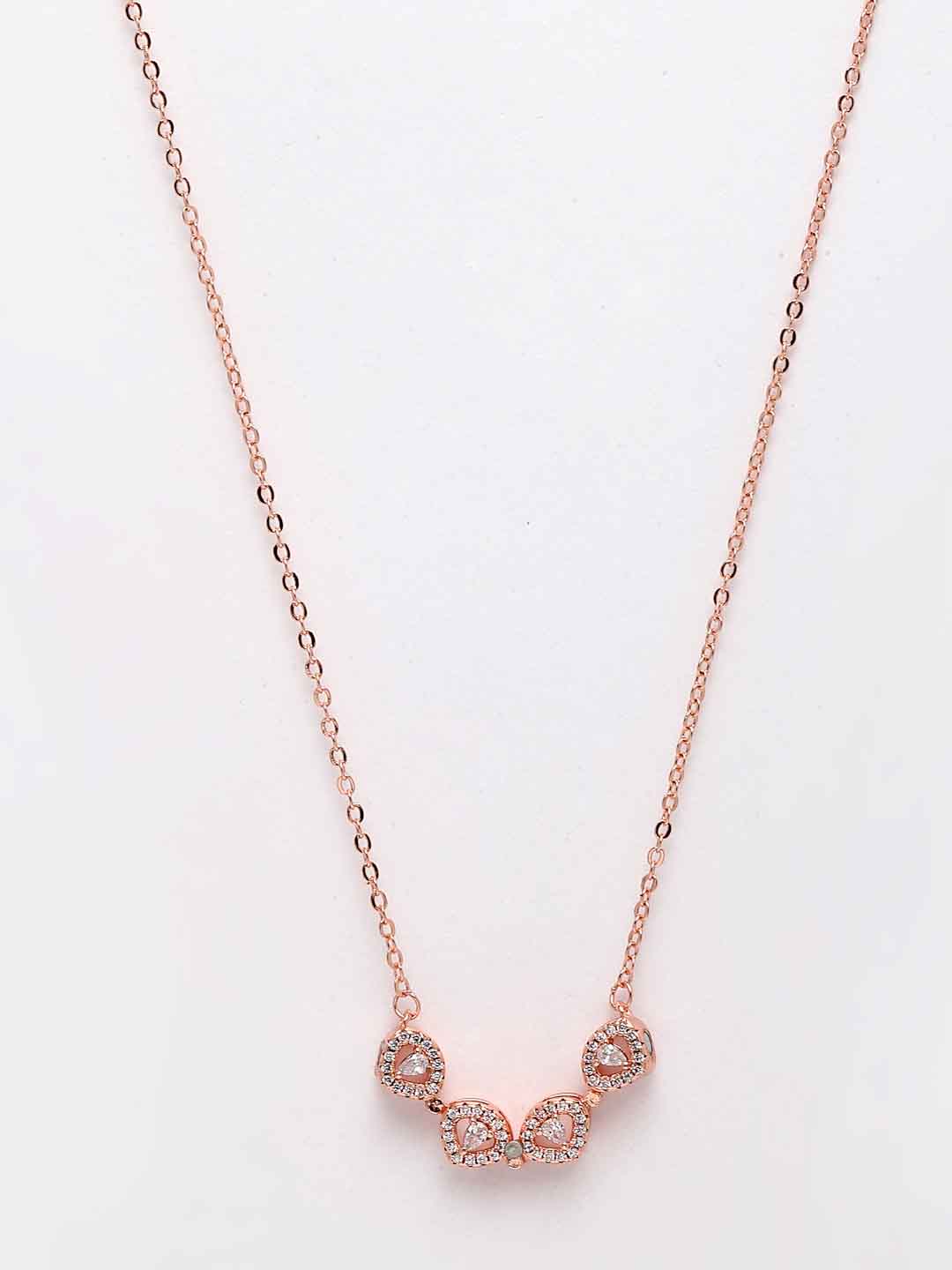 Rose Gold Plated Diamond-Look Foldable Pendant with Chain