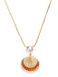 Gold-Plated Sea Shell Pearl & CZ Stone Pendant With Chain