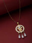 Gold-Plated CZ Studded & Pearl Circular Pendant