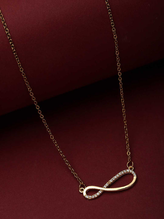 Gold-Plated CZ-Studded Infinity Shape Pendant