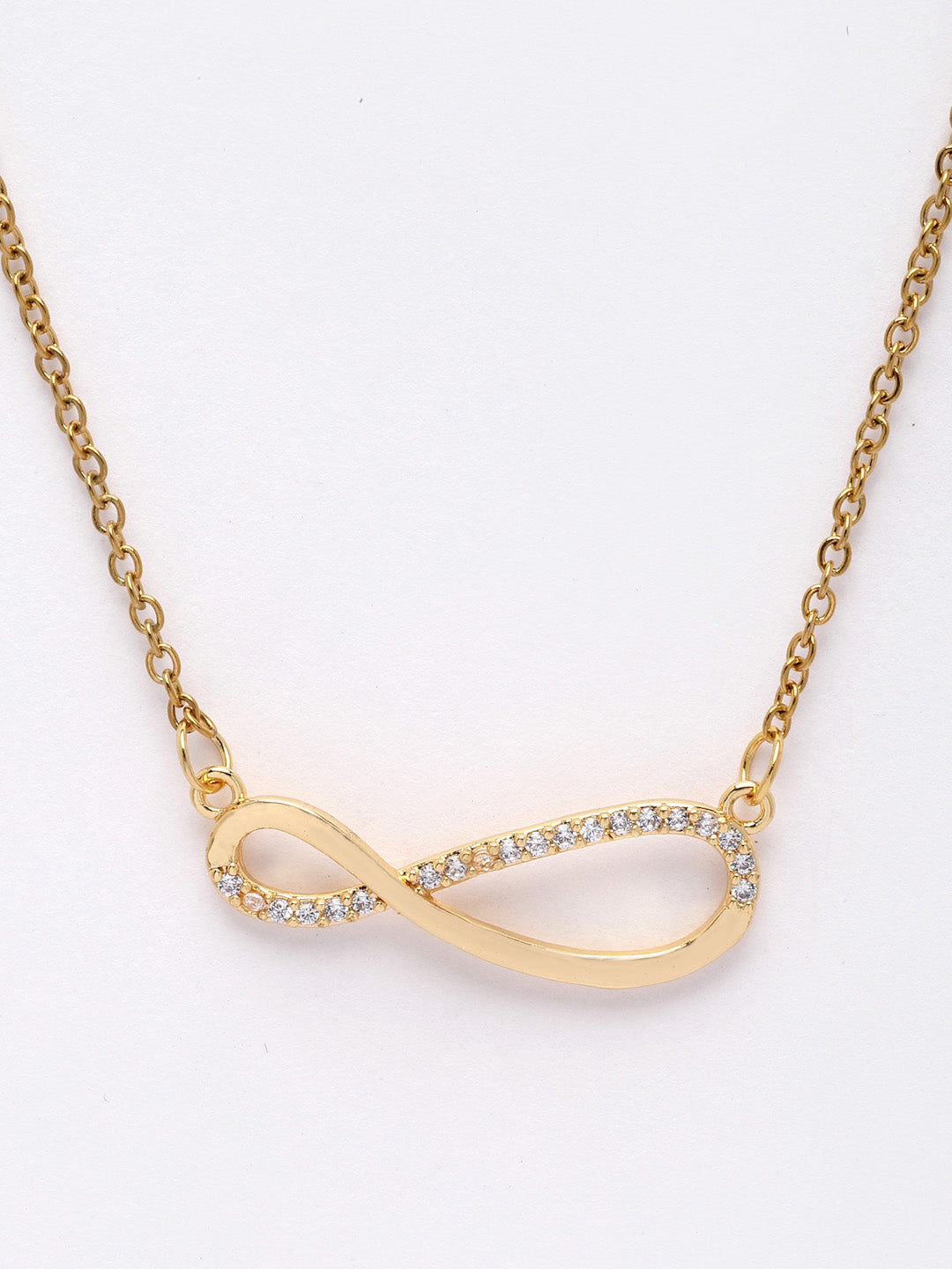 Gold-Plated CZ-Studded Infinity Shape Pendant