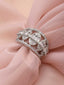 Silver-Plated CZ Stone-Studded Adjustable Finger Ring