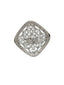 Rhodium-Plated Silver-Toned & White AD-Studded Handcrafted Adjustable Finger Ring