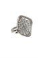 Rhodium-Plated Silver-Toned & White AD-Studded Handcrafted Adjustable Finger Ring