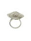 Rhodium-Plated Silver-Toned & White AD-Studded Handcrafted Adjustable Finger Ring