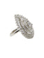 Rhodium-Plated Silver-Toned & White AD-Studded Adjustable Finger Ring