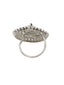 Rhodium-Plated Silver-Toned & White AD-Studded Adjustable Finger Ring