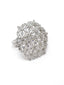 Silver-Plated White CZ Studded Adjustable Finger Ring