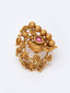 Gold-Plated Pink Stone-Studded Finger Ring