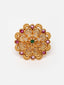 Women Gold-Plated Purple & Green Kundan-Studded Hand-Painted Adjustable Finger Ring