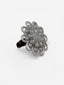 Silver-Toned Floral-Designed Oxidized Adjustable Ring