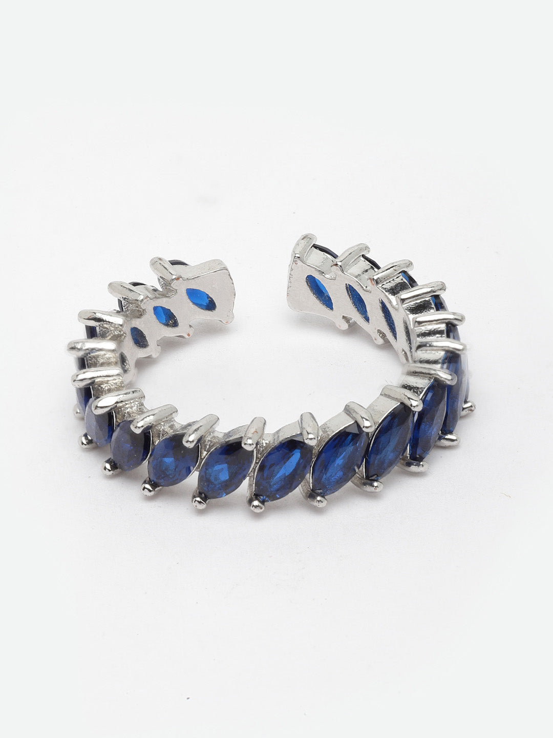 Silver-Plated Stone-Studded Finger Ring