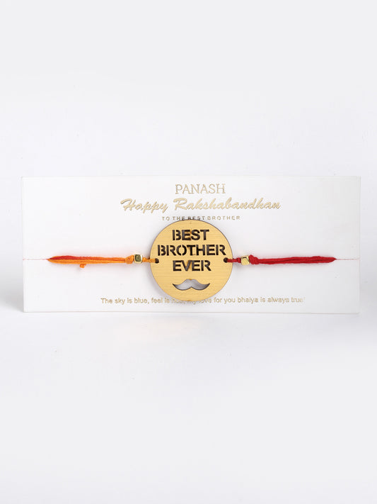 Men Gold-Toned Best Brother Ever Handcrafted Rakhi with Mug