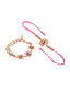 Men Pink Gold-Plated Handcrafted Floral Rakhi Lumba Bracelet